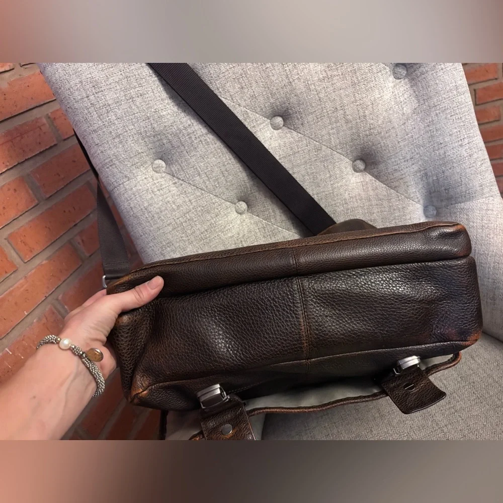 Banana Republic Dark Brown Pebbled Leather Briefcase